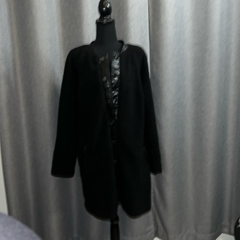 Show snap front jacket Sweater trench coat black